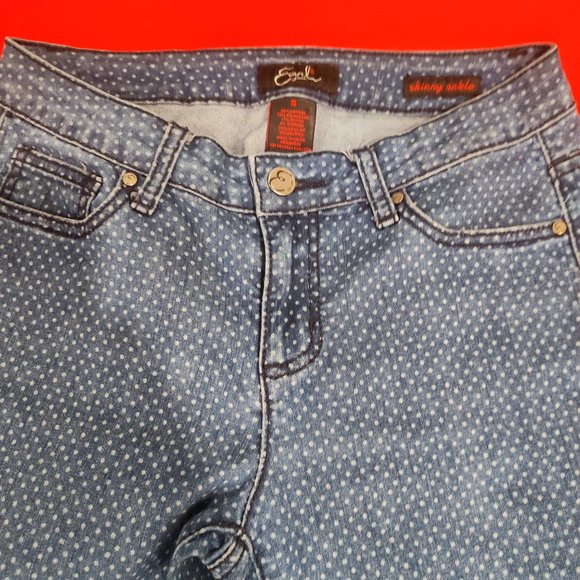 Earl polka dot denim jeans stretchy skinny ankle woman's size 6 - Picture 2 of 10